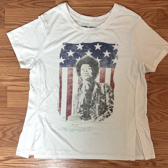 Karl Ferris White Women’s Jimi Hendrix Graphic T with side vent Size Small - Picture 2 of 7